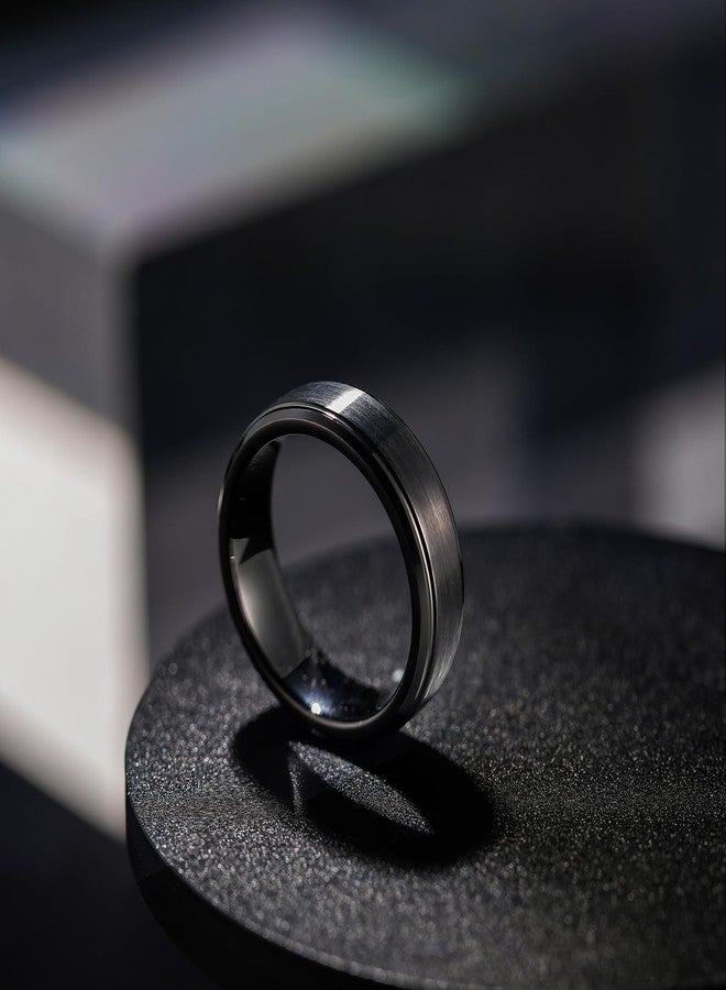 Greenpod 6mm Black Wedding Ring for Men Women Brushed Tungsten Carbide Engagement Band Rings Size 9 - Image 2